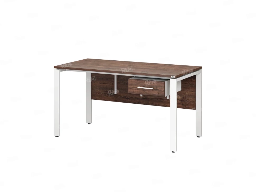 Стол прямой, подвесная тумба, ЛДСП экран, П-опора 1800x600x750 RM030-18x6 Дуб Апрельский шоколад/Белый