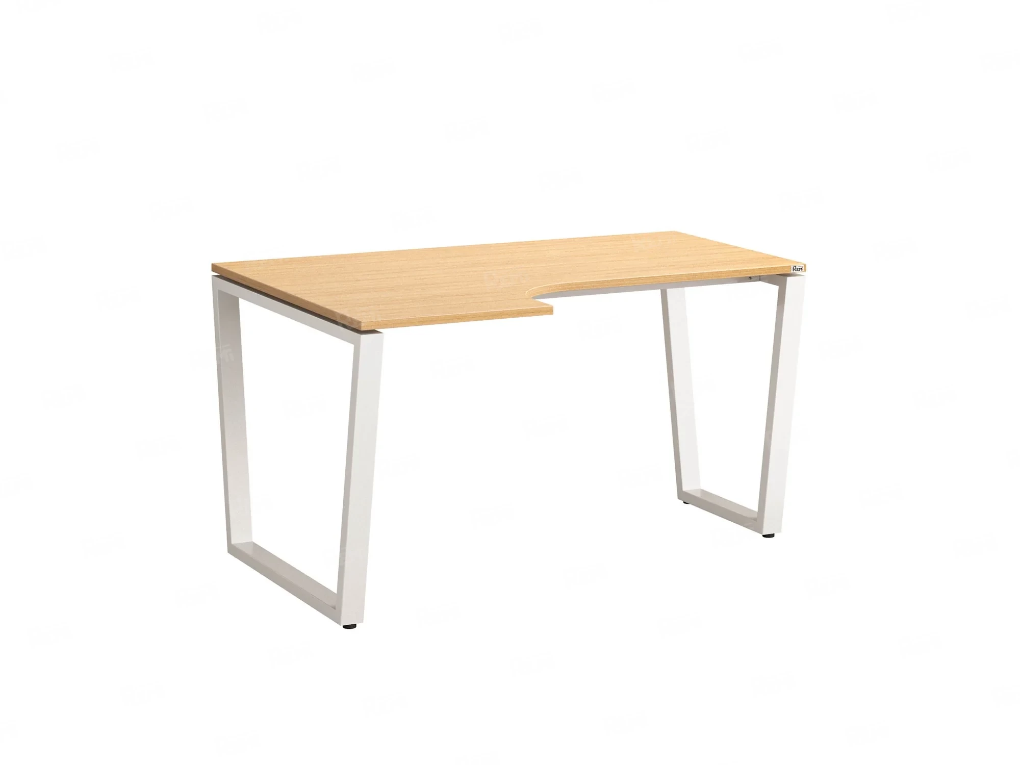 Стол угловой, U-опора, левый 1600x900/1200x750, RM051-16x9-12 Вяз Швейцарский светлый/Белый