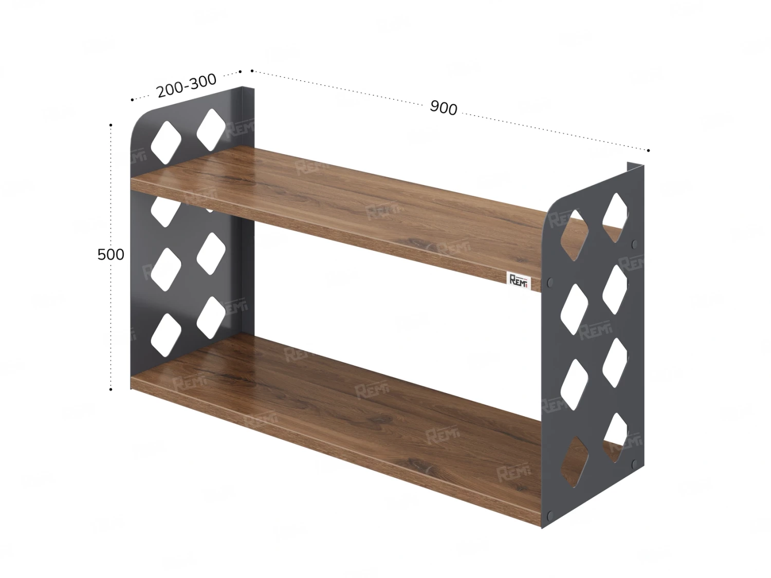 Полка настенная 900x200x500 RM192-90x20 Дуб Юстус/Серый