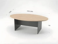 BRL RB007-240х120 Конференц-стол овальный 2400х1200х740 Акация/Серый вулкан-кий