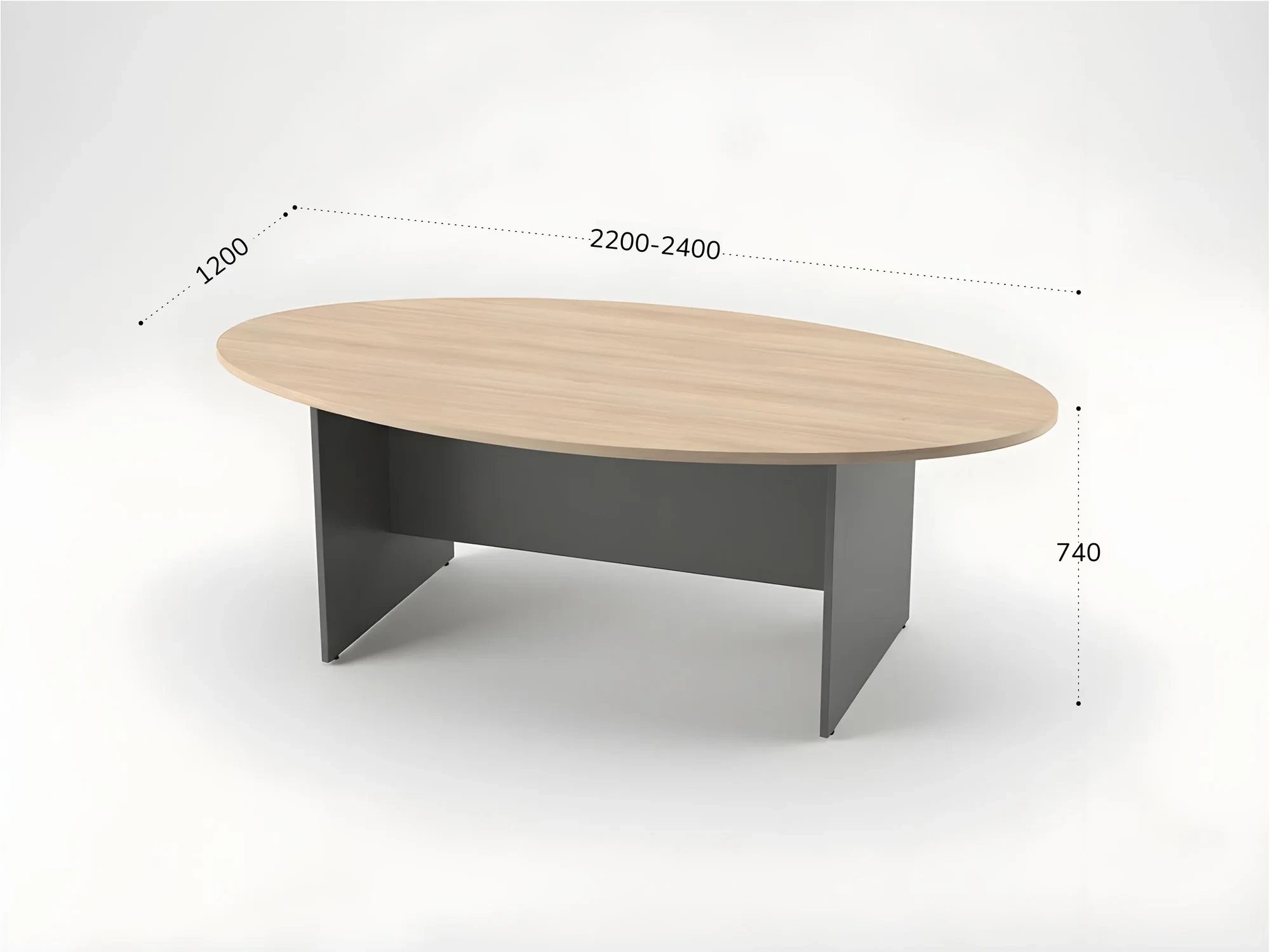 BRL RB007-240х120 Конференц-стол овальный 2400х1200х740 Акация/Серый вулкан-кий