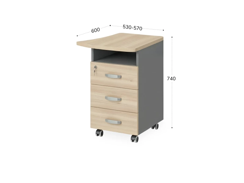 BRL RB085-53х60R Тумба приставная правая 530х600х740 Акация/Серый вулканический