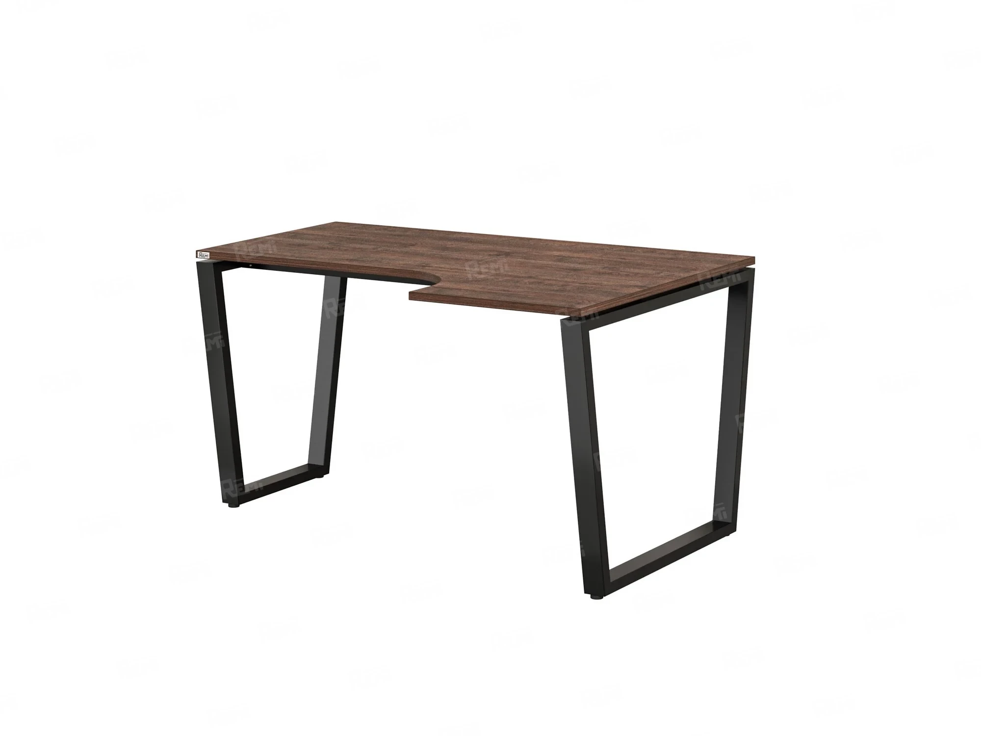 Стол угловой, U-опора, правый 1800x600/900x750, RM050-18x6-9 Дуб Апрельский шоколад/Черный