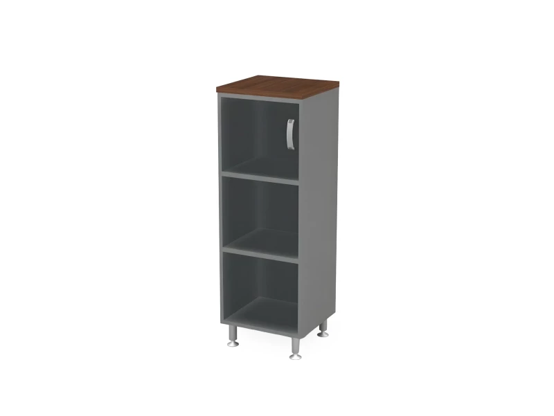 BRL RB049-45х43L Стеллаж закрытый витрина стекло левый 450х430х1290 Орех Вармия/Серый вулканический