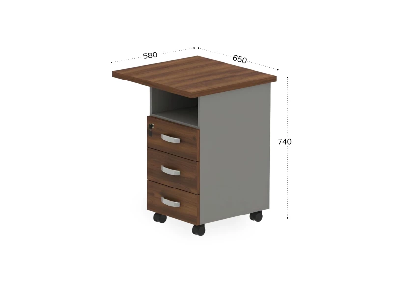 BRL RB092-45х58R Тумба приставная правая 650х580х740 Орех Вармия/Серый вулканический