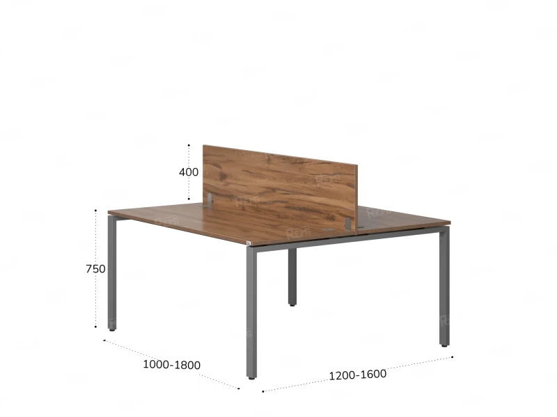 Бенч-система, 2 рабочих места, с одним экраном ЛДСП 1800x1600x750 RM165-2-18x16 Дуб Юстус/Серый