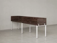 Бенч-система в 1 ряд, 2 рабочих места 5 ЛДСП экранов 3200x700x750 RM167-2-32x7 Дуб Апрельский шоколад/Белый