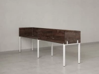 Бенч-система в 1 ряд, 2 рабочих места 5 ЛДСП экранов 3200x700x750 RM167-2-32x7 Дуб Апрельский шоколад/Белый