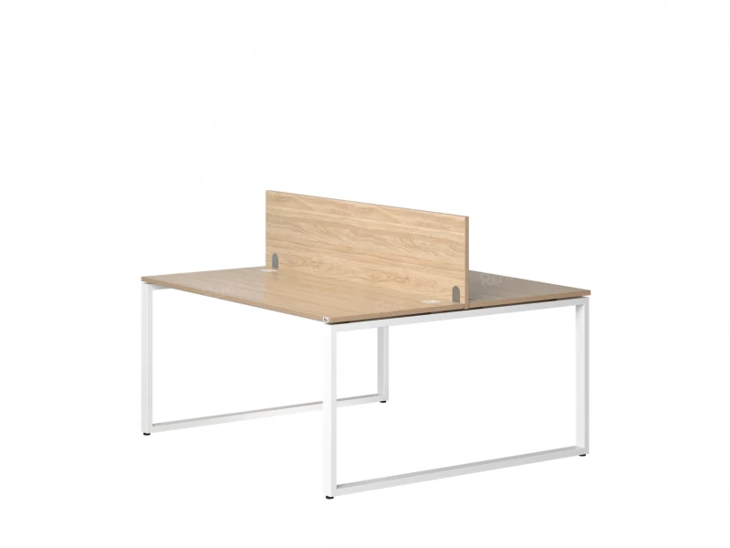 Бенч-система, 2 рабочих места, с одним экраном ЛДСП 1200x1200x750 RM169-2-12x12 Вяз Швейцарский светлый/Белый