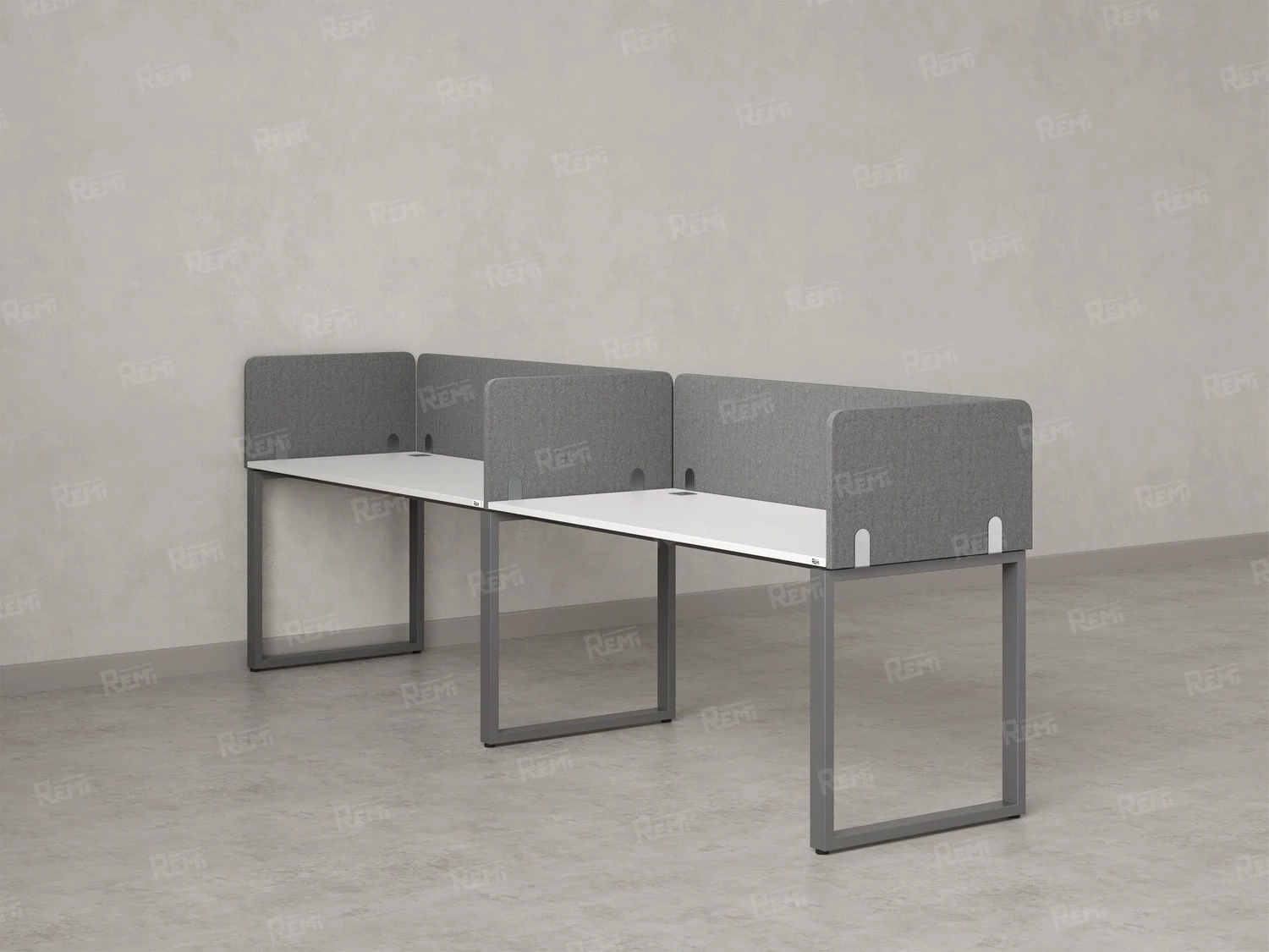 Бенч-система в 1 ряд, 2 рабочих места 5 тканевых экранов 3600x600x750 RM168-1-36x6 Белый/Серый