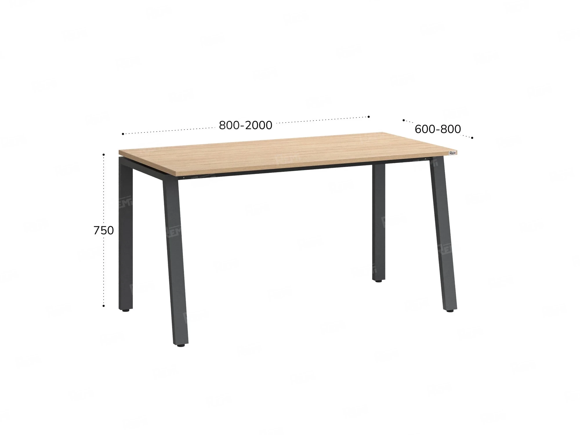 Стол прямой на Л-образных опорах 1200x800x750 RM004-12x8 Вяз Швейцарский светлый/Серый