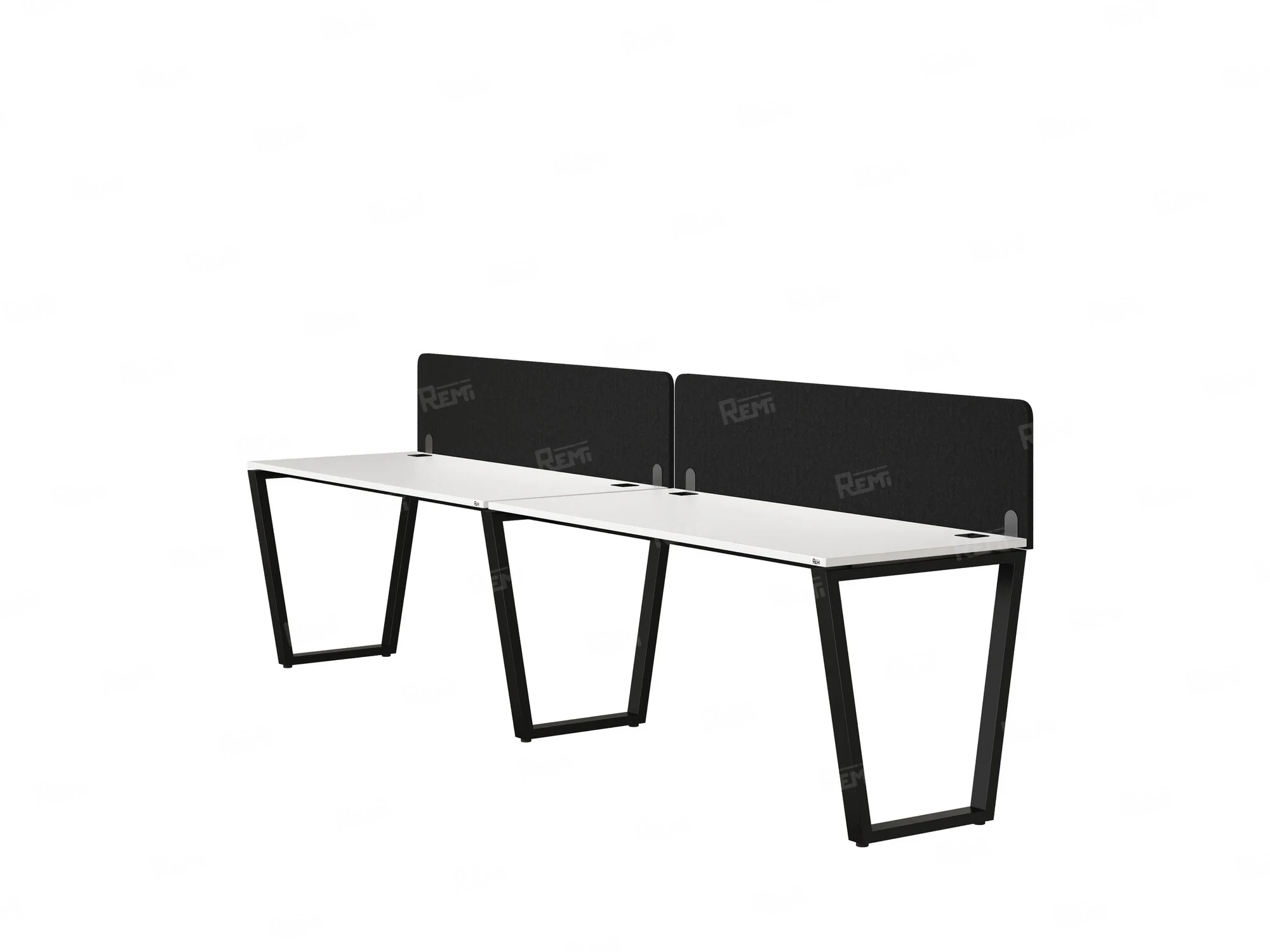 Бенч-система в 1 ряд, 2 рабочих места 2 тканевых экранов 2000x800x750 RM174-3-20x8 Белый/Черный