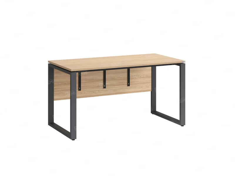 Стол прямой, О-опоры, экран ЛДСП,парящая стол-ца 1000x600x750 RM008-10x6 Вяз Швейцарский светлый/Серый