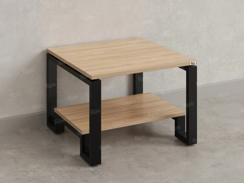 Журнальный стол с полкой 1100x600x550 RM181-11x6 Вяз Швейцарский светлый/Черный