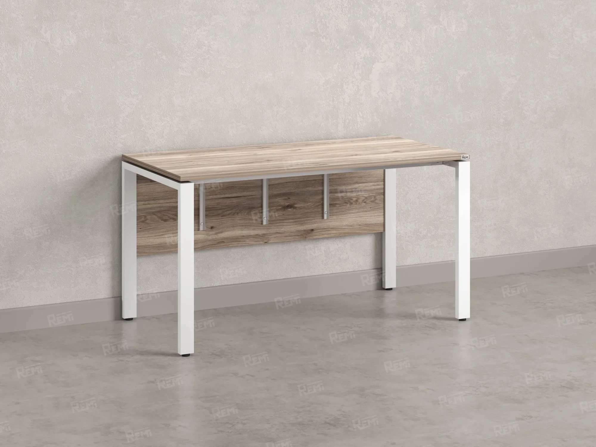 Стол прямой, П-опоры, экран ЛДСП,парящая стол-ца 1800x600x750 RM007-18x6 Дуб Маувелла/Белый