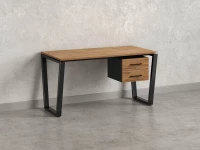 Стол прямой с подвесной тумбой 2 ящика, U-опора 2000x700x750 RM035-20x7 Дуб Юстус/Черный