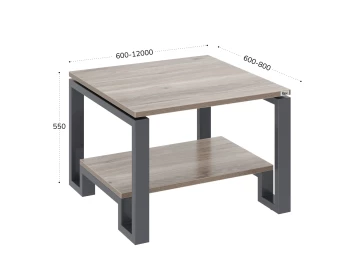 Журнальный стол с полкой 700x800x550 RM181-7x8 Дуб Маувелла/Серый