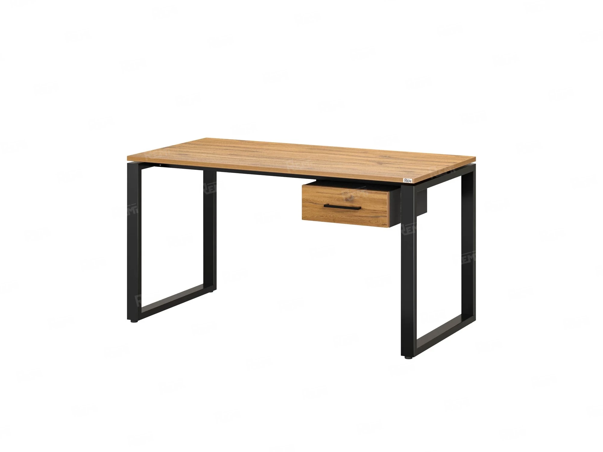 Стол прямой с подвесной тумбой, О-опора 1600x600x750 RM036-16x6 Дуб Юстус/Черный