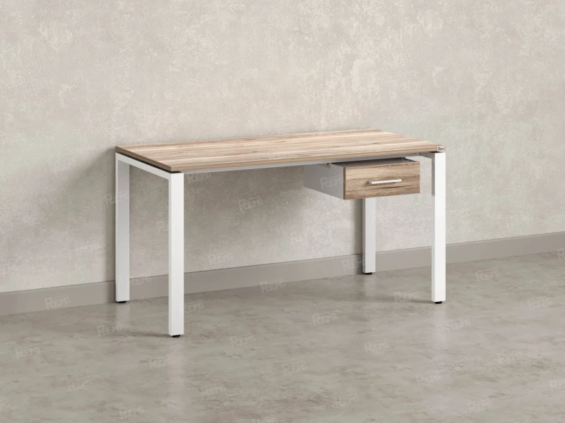 Стол прямой с подвесной тумбой, П-опора 1600x700x750 RM038-16x7 Дуб Маувелла/Белый