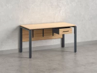 Стол прямой, подвесная тумба, ЛДСП экран, П-опора 2000x800x750 RM030-20x8 Вяз Швейцарский светлый/Серый