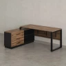 Стол прямой с тумбой L, ЛДСП экран, О-опора 1800x600x750 RM013L-18x6 Дуб Юстус/Черный