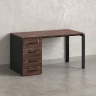 Стол прямой с тумбой на П-образных опоре, левый 1800x700x750 RM102-18x7 Дуб Апрельский шоколад/Черный