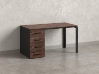 Стол прямой с тумбой на П-образных опоре, левый 1800x700x750 RM102-18x7 Дуб Апрельский шоколад/Черный