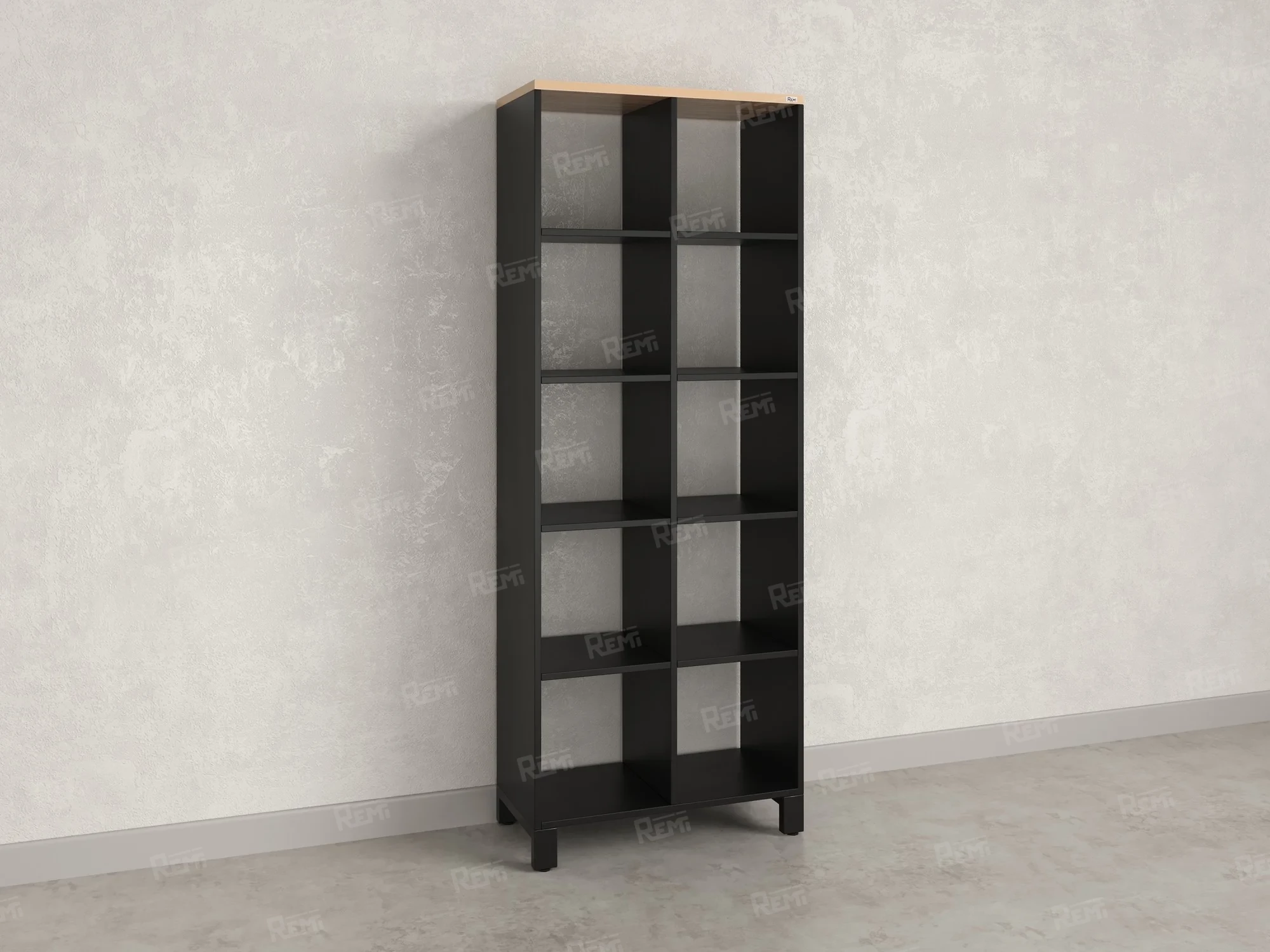 Стеллаж, 10 ячеек 750х370х1980 RM142-75x37 Вяз Швейцарский светлый/Черный