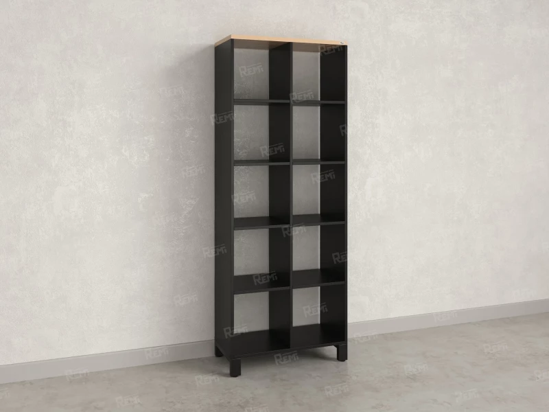 Стеллаж, 10 ячеек 750х370х1980 RM142-75x37 Вяз Швейцарский светлый/Черный