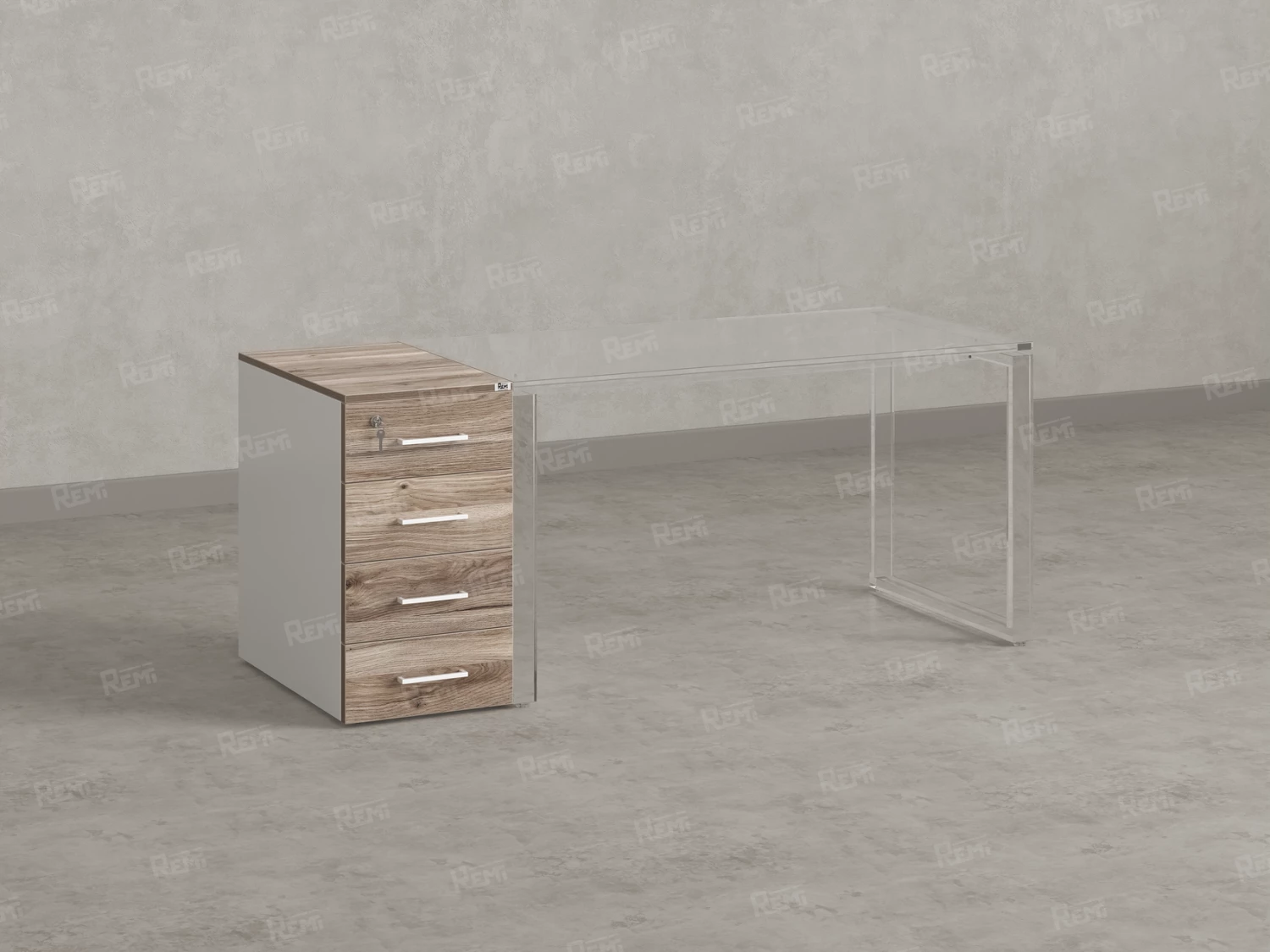 Тумба приставная, 4 ящика 400x700x750 RM121-40x70 Дуб Маувелла/Белый