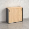 Низкий шкаф-купе, 3 полки, на регулируемых опорах 1200x420x1100 RM129-120x42 Вяз Швейцарский светлый/Серый
