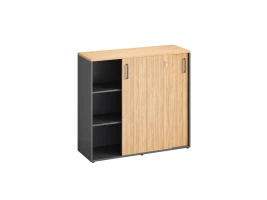 Низкий шкаф-купе, 3 полки, на регулируемых опорах 1200x420x1100 RM129-120x42 Вяз Швейцарский светлый/Серый