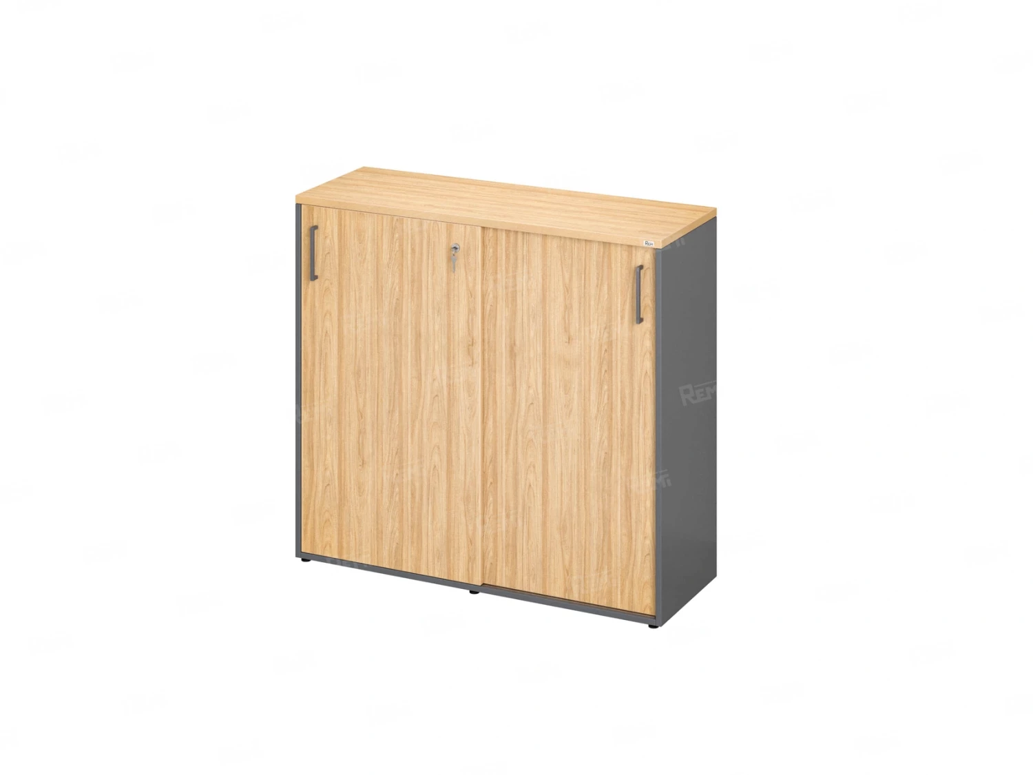 Низкий шкаф-купе, 3 полки, на регулируемых опорах 1200x420x1100 RM129-120x42 Вяз Швейцарский светлый/Серый