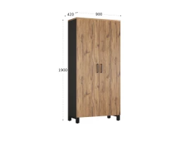 Шкаф распашной, 5 уровней 900x420x1900 RM152-90x41 Дуб Юстус/Черный