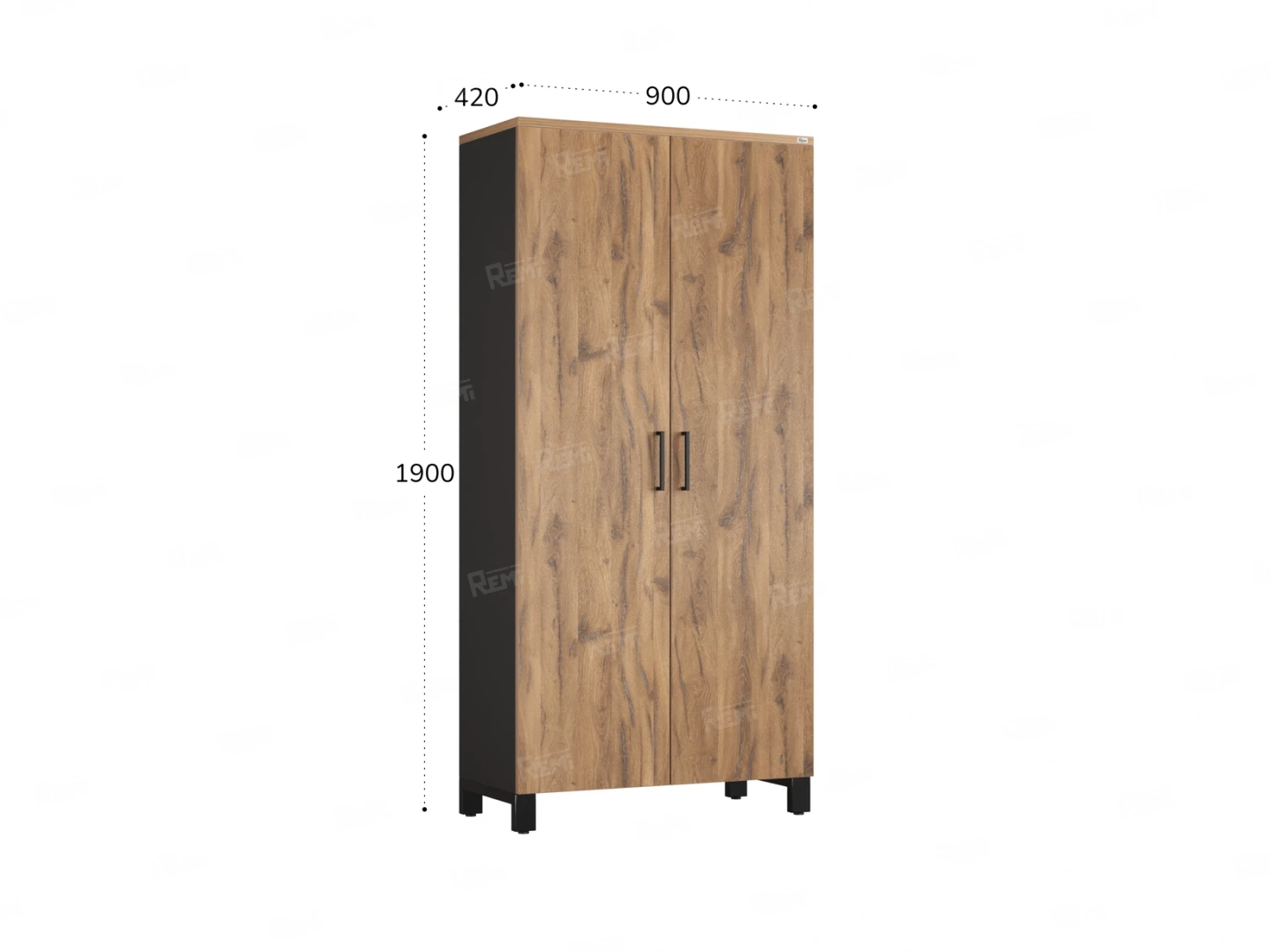 Шкаф распашной, 5 уровней 900x420x1900 RM152-90x41 Дуб Юстус/Черный