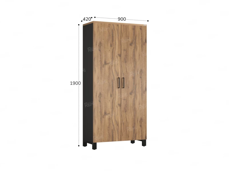 Шкаф распашной, 5 уровней 900x420x1900 RM152-90x41 Дуб Юстус/Черный