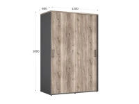 Шкаф-купе, регулируемые опоры, штанга, 1 полка 1200x600x1800 RM164-90x60 Дуб Маувелла/Белый