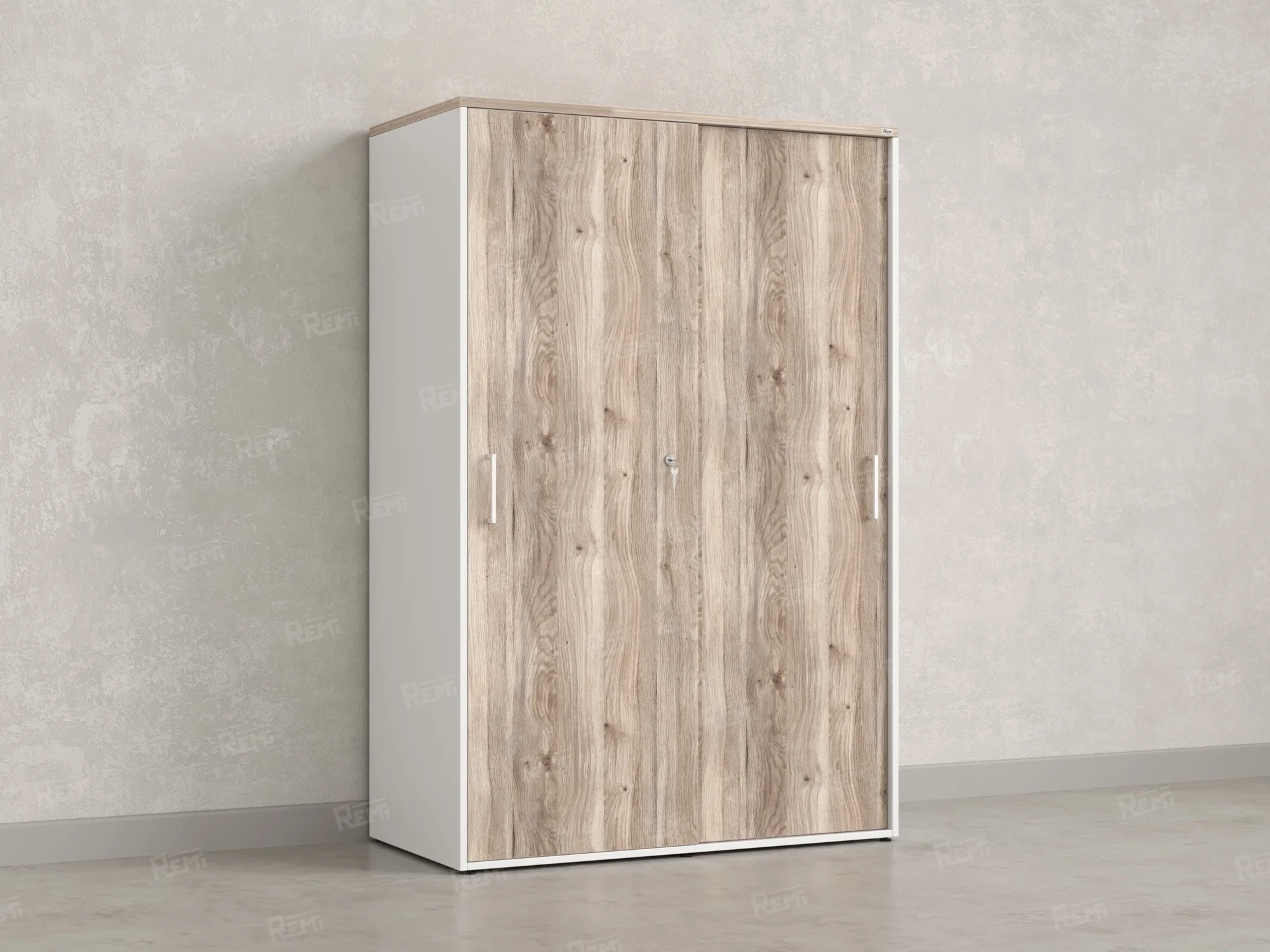 Шкаф-купе, регулируемые опоры, штанга, 1 полка 1200x600x1800 RM164-90x60 Дуб Маувелла/Белый