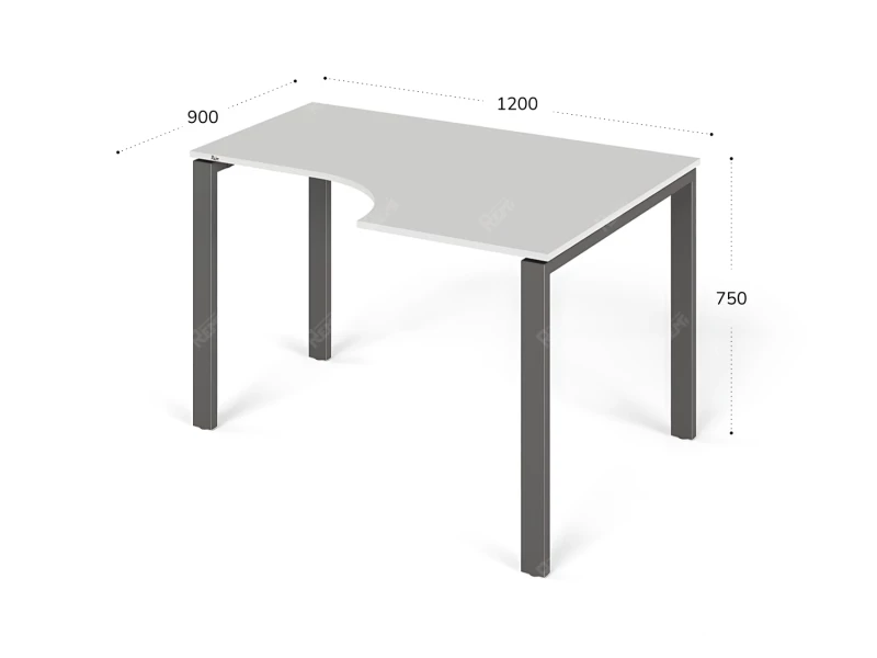 Угловой стол RLG016 120x90x75 Белый, Серия ЛАЙТ | LIGHT