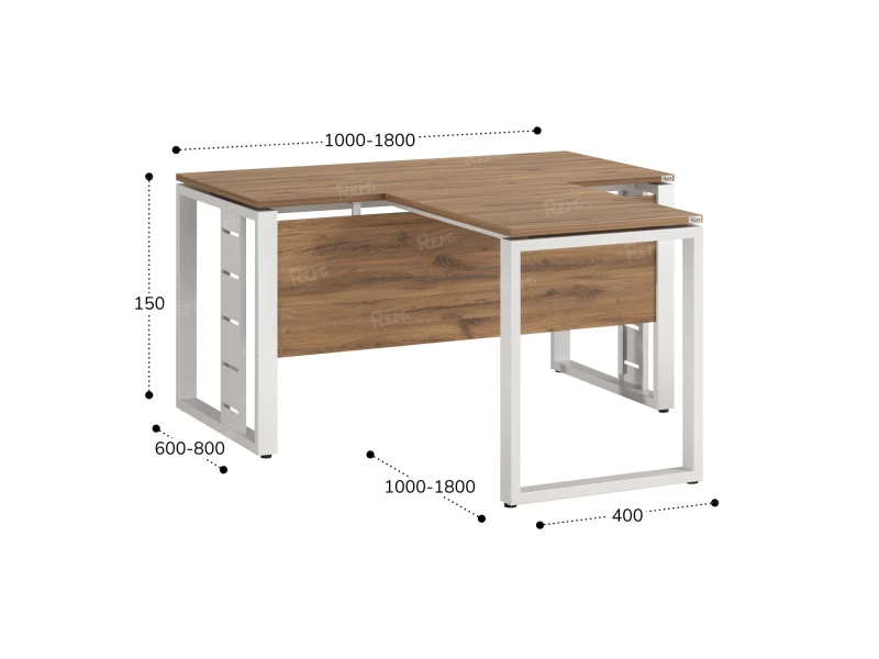 Стол с брифингом с парящей столешницей на О-образных опорах с экраном ЛДСП RM045-12x7 1200x1900x750 Дуб Юстус/Белый