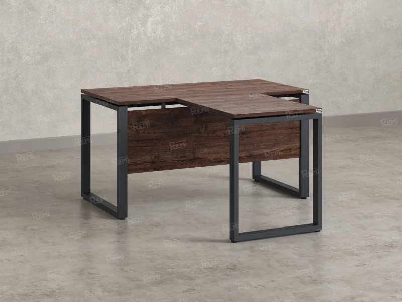 Стол с брифингом с парящей столешницей на О-образных опорах с экраном ЛДСП RM045-16x8 1600x2400x750 Дуб Апрельский шоколад/Серый