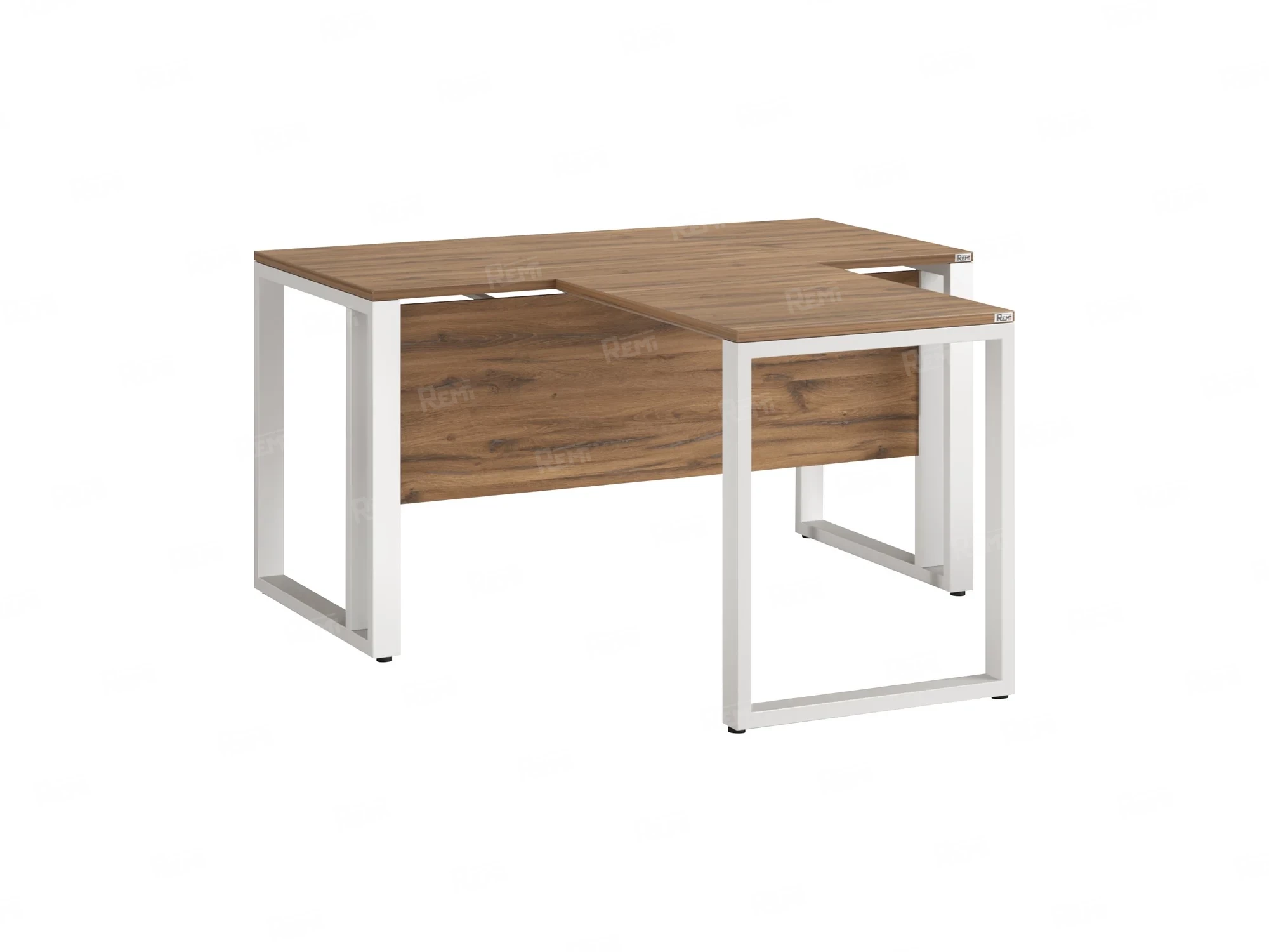 Стол с брифингом на О-образных опорах с экраном ЛДСП RM046-14x9 1400x2300x750 Дуб Юстус/Белый