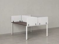 Бенч-система, 2 рабочих места, на П-образных опорах, 5 тканевых экрана 1200x1600x750 RM165-3-12x16 Дуб Апрельский шоколад/Белый