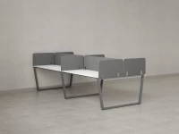 Бенч-система, 4 рабочих места, на U-образных опорах, 8 тканевых экранов 3600x1200x750 RM173-1-18x12 Белый/Серый