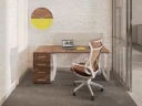 Стол прямой с подвесной тумбой, П-опора 1800x800x750 RM038-18x8 Дуб Юстус/Белый