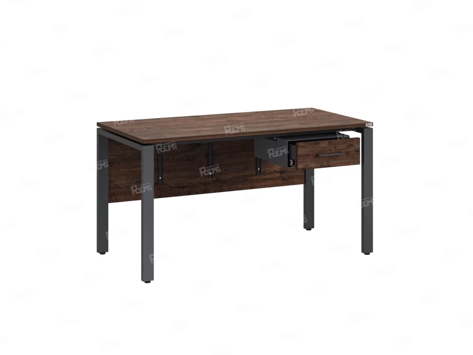 Стол прямой, подвесная тумба, ЛДСП экран, П-опора 1800x600x750 RM030-18x6 Дуб Апрельский шоколад/Серый