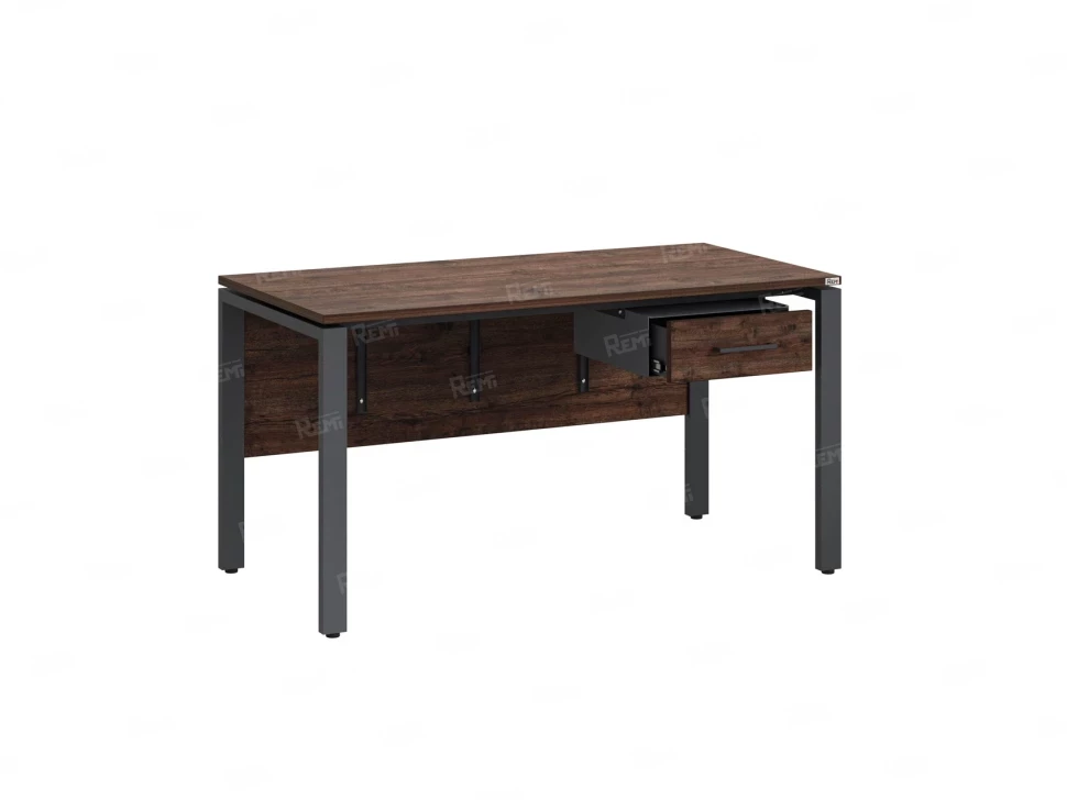 Стол прямой, подвесная тумба, ЛДСП экран, П-опора 1800x600x750 RM030-18x6 Дуб Апрельский шоколад/Серый