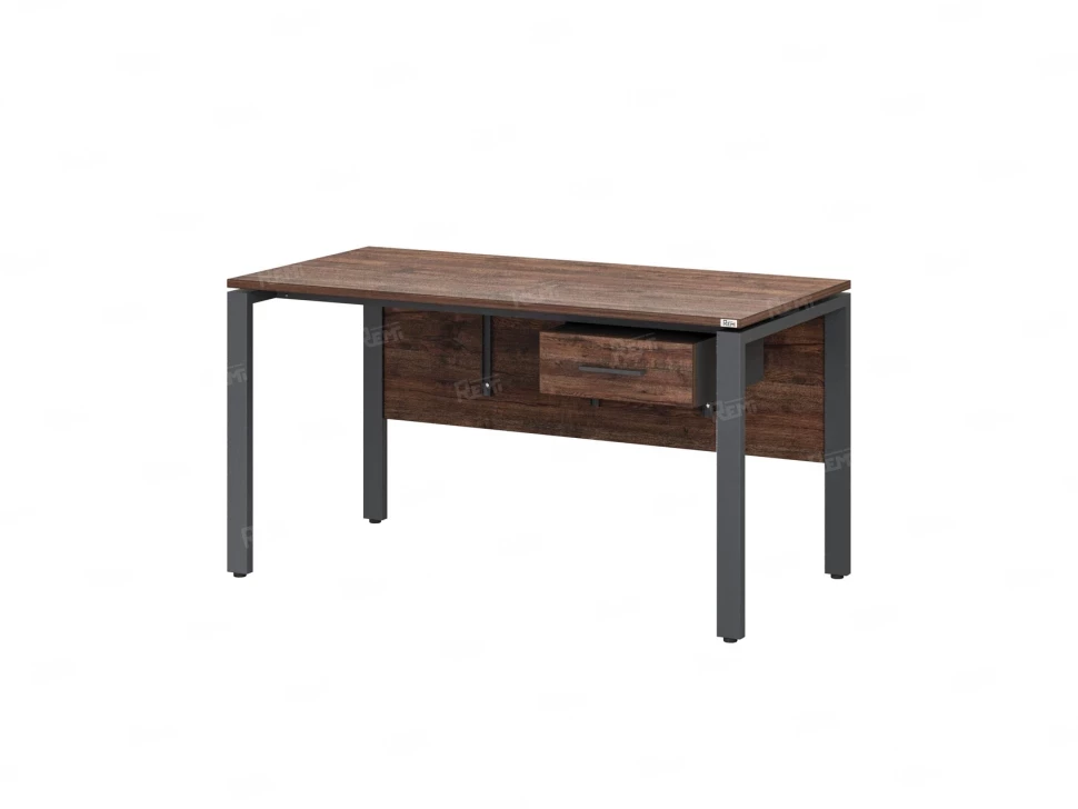 Стол прямой, подвесная тумба, ЛДСП экран, П-опора 1800x600x750 RM030-18x6 Дуб Апрельский шоколад/Серый