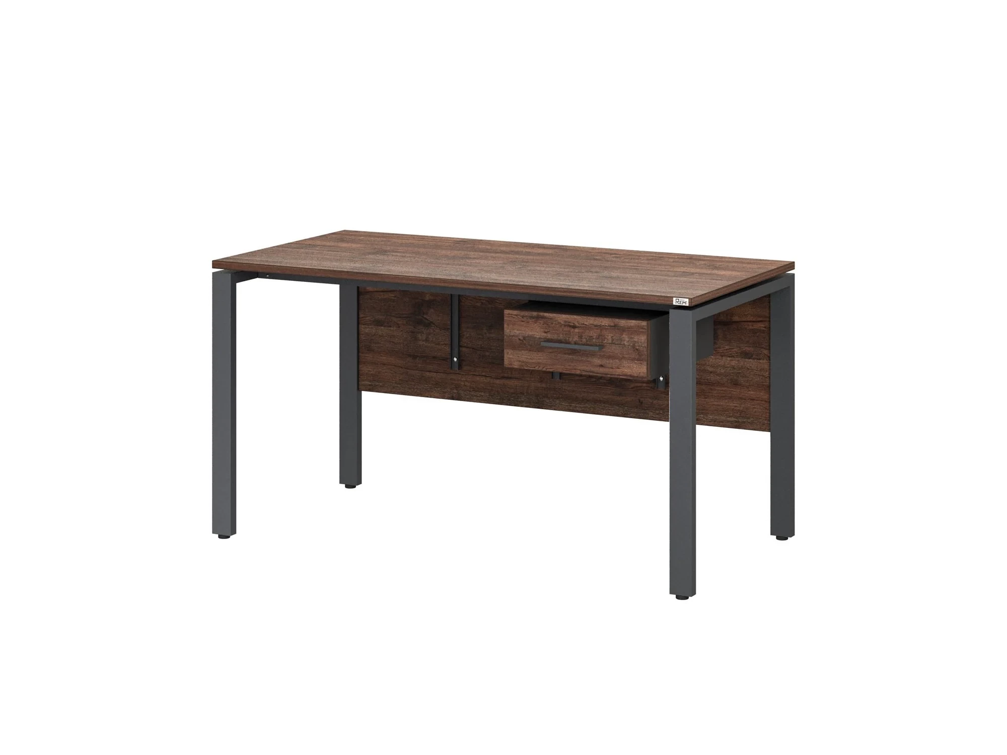 Стол прямой, подвесная тумба, ЛДСП экран, П-опора 1800x600x750 RM030-18x6 Дуб Апрельский шоколад/Серый