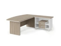 BRL RB070-180x200R Стол руководителя угловой R с тумбой 2 ящика 1800х2000х760 Шорвуд/Белый